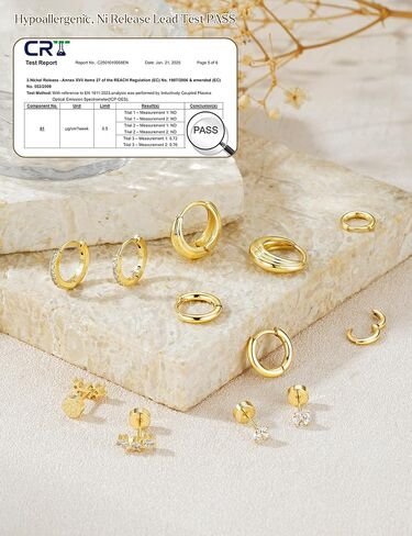 Turandoss Small Hoop Earrings Stack for Women Non Tarnish, Hypoallergenic 14K Gold Plated Huggie Hoops Earring Sets Cartilage Stud Earring for Women Trendy Multiple Piercing in Kuwait