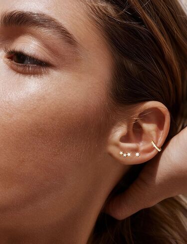 Turandoss Small Hoop Earrings Stack for Women Non Tarnish, Hypoallergenic 14K Gold Plated Huggie Hoops Earring Sets Cartilage Stud Earring for Women Trendy Multiple Piercing in Kuwait