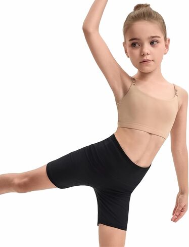 Adjustable Dance Bra Seamless Bra for Girls,7-16 Years Training Ballet Gymnastics with Clear Strap and Silicone Pads in Saudi Arabia