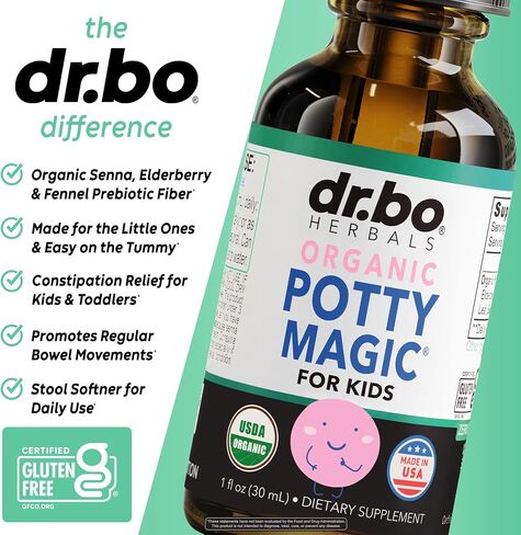 Constipation Relief for Kids Liquid Drops - Organic Potty Magic Toddler Constipation Relief, Senna & Prebiotic Fiber Fennel - Natural Liquid Fiber for Kids Digestive Support Supplement Children 1 oz in Saudi Arabia
