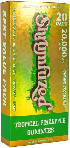Shrumfuzed Mushroom Gummies | Nootropic Mushroom Supplement with Lion's Mane, Reishi, Cordyceps & Chaga | 20 Count, Tropical Pineapple in Saudi Arabia