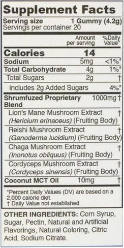 Shrumfuzed Mushroom Gummies | Nootropic Mushroom Supplement with Lion's Mane, Reishi, Cordyceps & Chaga | 20 Count, Tropical Pineapple in Saudi Arabia