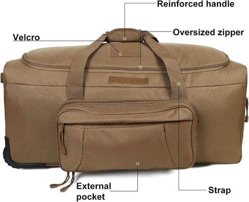 Deployment Bag with Wheels Military Duffle Bag Large Heavy-Duty Bags (TAN) in Saudi Arabia