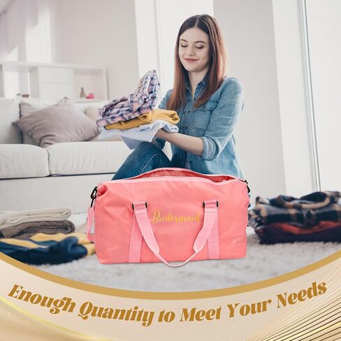 6 Pcs Bride Bridesmaid Duffel Travel Bag Set Bridesmaid Gift Bags for Bachelorette Party Reusable Weekender Tote Bag with Zipper for Wedding Bridal Shower Bachelorette Proposal Party Favor Present in Saudi Arabia