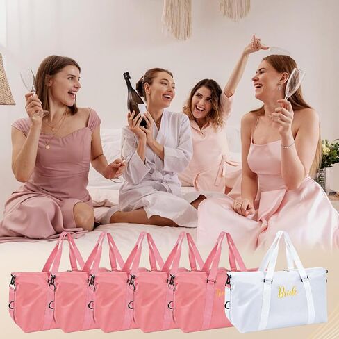 6 Pcs Bride Bridesmaid Duffel Travel Bag Set Bridesmaid Gift Bags for Bachelorette Party Reusable Weekender Tote Bag with Zipper for Wedding Bridal Shower Bachelorette Proposal Party Favor Present in Saudi Arabia