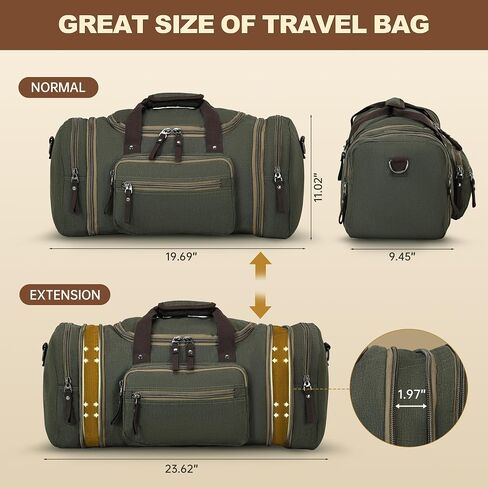 60L Duffle Bag for Men Expandable Mens Travel Bag, Weekend Bag Men & Women, Mens Carry on Bag for Traveling, Army Green in Saudi Arabia