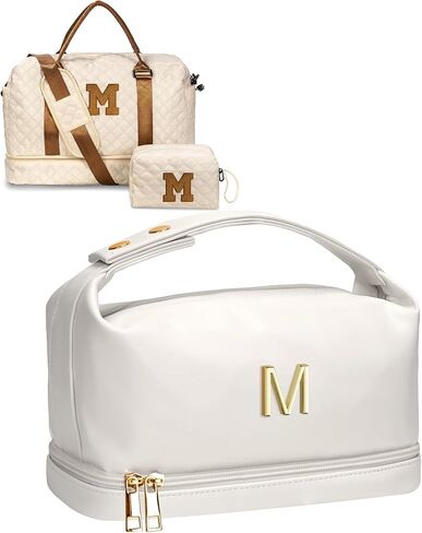 Personalized Cosmetic Bag + Personalized Travel Duffel Bag, Gift for Her in Saudi Arabia