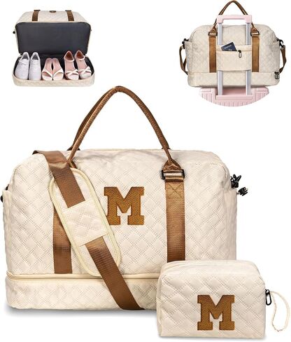 Personalized Cosmetic Bag + Personalized Travel Duffel Bag, Gift for Her in Saudi Arabia