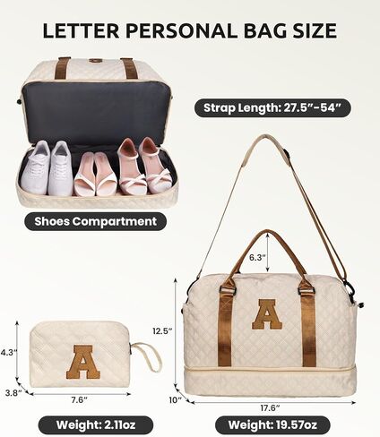 Personalized Cosmetic Bag + Personalized Travel Duffel Bag, Gift for Her in Saudi Arabia