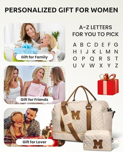 Personalized Cosmetic Bag + Personalized Travel Duffel Bag, Gift for Her in Saudi Arabia