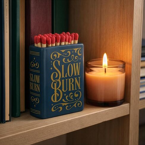 Genuine Fred Slow Burn Match Holder and Striker, Book-Inspired Ceramic Match Strike, Holds 3 Inch Matches, Decorative Home Accent, Great Gift for Book Lovers in Kuwait