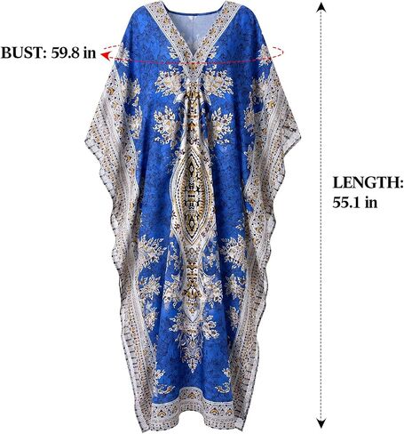 Maiteenly 6 Pcs Carnival Landlady Women Costume Curly Wig Print Caftan Dresses Jewelry Set and Sunglass for Cosplay Party in Kuwait