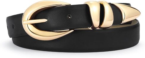 Womens Belt with Gold Buckle Faux Leather Belts for Women Ladies Belts for Jeans Dress Business Casual Outfits in Saudi Arabia