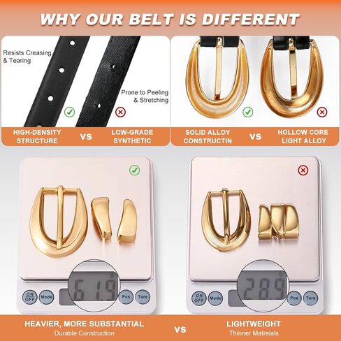 Womens Belt with Gold Buckle Faux Leather Belts for Women Ladies Belts for Jeans Dress Business Casual Outfits in Saudi Arabia