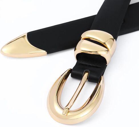 Womens Belt with Gold Buckle Faux Leather Belts for Women Ladies Belts for Jeans Dress Business Casual Outfits in Saudi Arabia