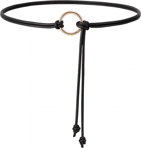 WHIPPY Women Skinny Leather Belts for Dresses Boho Thin Leather Knotted Waist Belt in Kuwait