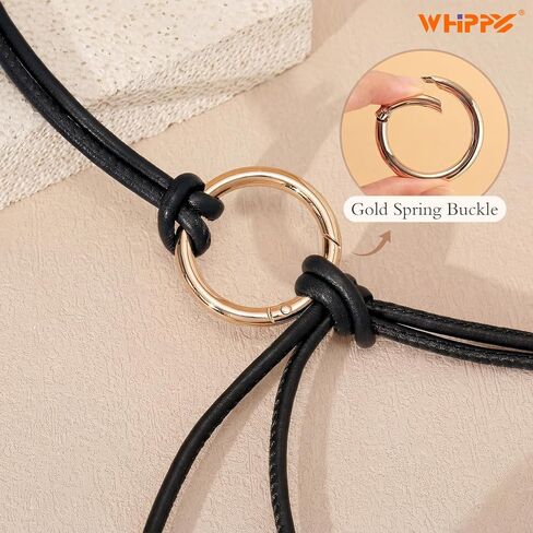 WHIPPY Women Skinny Leather Belts for Dresses Boho Thin Leather Knotted Waist Belt in Kuwait