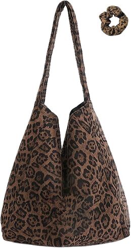 Leopard Tote Bag Cheetah Print Purse Leopard Purses Brown Tote Bags Shoulder Bag Vintage Hobo Animal (Brown) in Saudi Arabia
