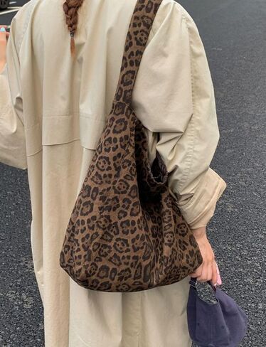 Leopard Tote Bag Cheetah Print Purse Leopard Purses Brown Tote Bags Shoulder Bag Vintage Hobo Animal (Brown) in Saudi Arabia