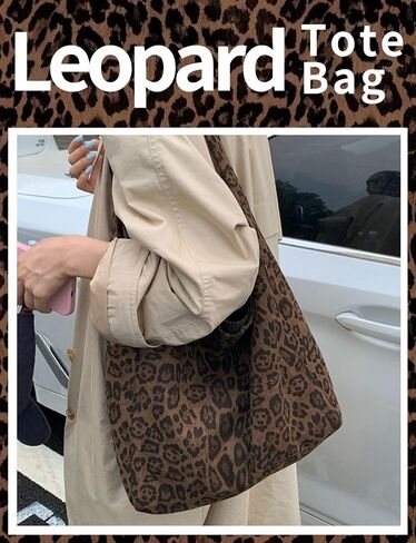 Leopard Tote Bag Cheetah Print Purse Leopard Purses Brown Tote Bags Shoulder Bag Vintage Hobo Animal (Brown) in Saudi Arabia
