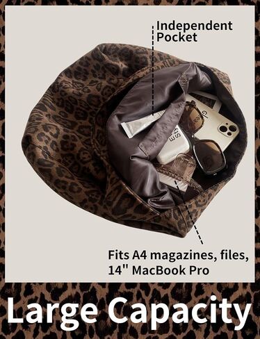 Leopard Tote Bag Cheetah Print Purse Leopard Purses Brown Tote Bags Shoulder Bag Vintage Hobo Animal (Brown) in Saudi Arabia