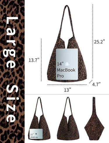 Leopard Tote Bag Cheetah Print Purse Leopard Purses Brown Tote Bags Shoulder Bag Vintage Hobo Animal (Brown) in Saudi Arabia
