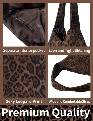 Leopard Tote Bag Cheetah Print Purse Leopard Purses Brown Tote Bags Shoulder Bag Vintage Hobo Animal (Brown) in Saudi Arabia