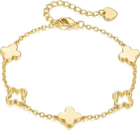 Gold Bracelet for Women 14K Gold Bracelets for Women Gold Clover Bracelet for Womens Charming Clover Details with Airy Touch Clover Bracelets for Womens in Saudi Arabia