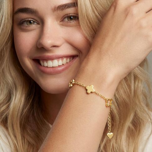 Gold Bracelet for Women 14K Gold Bracelets for Women Gold Clover Bracelet for Womens Charming Clover Details with Airy Touch Clover Bracelets for Womens in Saudi Arabia