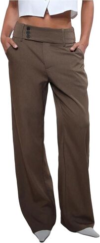 GORGLITTER Women's Low Rise Dress Pants Wide Leg Slacks Dressy Business Casual Work Trousers Pants in Kuwait