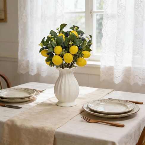 13 Inch Artificial Lemon Branches (6 Pack), Lifelike Faux Fruit Lemon Blueberry Stems for Home Decor Wedding Flower Arrangements Holiday Decorations in Kuwait