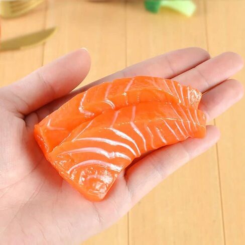 4Pcs Artificial Sashimi Fake Salmon Food Model Photography Prop for Home Kitchen Party Decoration in Kuwait