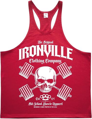 Ironville Heavy Iron Outlaw Skull Weightlifting Stringer Tank Top in Saudi Arabia