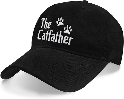 Cat Dad Gifts for Cat Lovers, Cat Dad Hat for Men Embroidered Adjustable Black Cotton Baseball Cap in Saudi Arabia