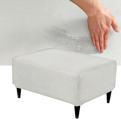 Velvet Plush Ottoman Cover Square/Rectangle, Stretch Footstool Slipcover Folding Storage Footrest Covers with 2 Anti-Slip Straps (Purple,1pc Rectangle S) in Saudi Arabia