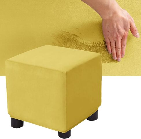 Velvet Plush Ottoman Cover Square/Rectangle, Stretch Footstool Slipcover Folding Storage Footrest Covers with 2 Anti-Slip Straps (Purple,1pc Rectangle S) in Saudi Arabia