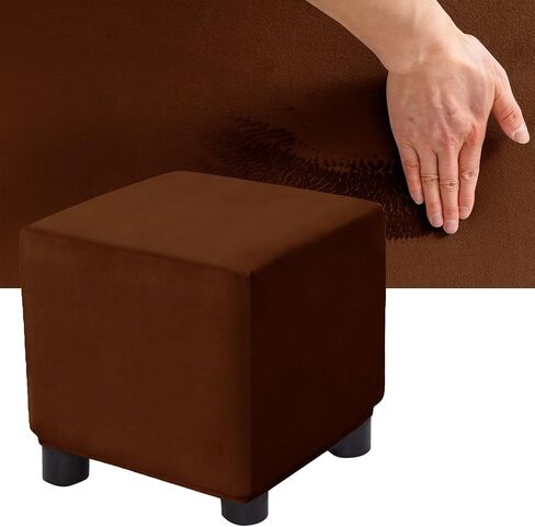 Velvet Plush Ottoman Cover Square/Rectangle, Stretch Footstool Slipcover Folding Storage Footrest Covers with 2 Anti-Slip Straps (Purple,1pc Rectangle S) in Saudi Arabia