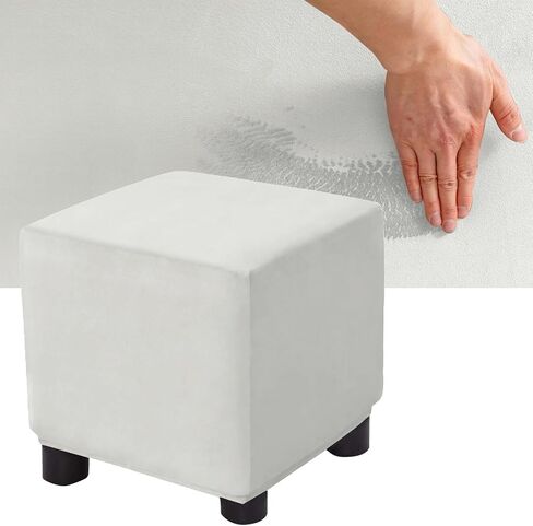 Velvet Plush Ottoman Cover Square/Rectangle, Stretch Footstool Slipcover Folding Storage Footrest Covers with 2 Anti-Slip Straps (Purple,1pc Rectangle S) in Saudi Arabia