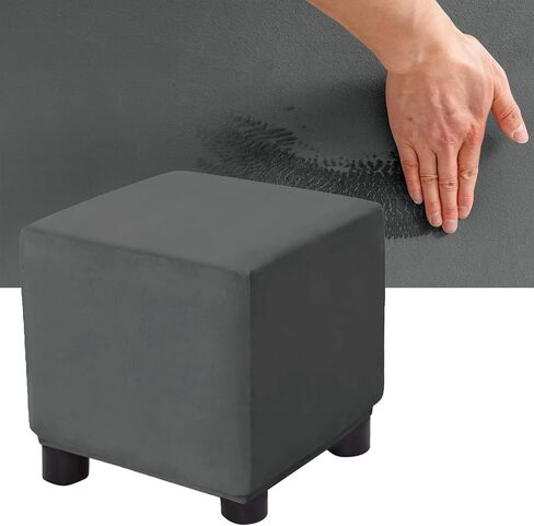 Velvet Plush Ottoman Cover Square/Rectangle, Stretch Footstool Slipcover Folding Storage Footrest Covers with 2 Anti-Slip Straps (Purple,1pc Rectangle S) in Saudi Arabia