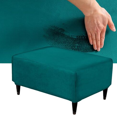 Velvet Plush Ottoman Cover Square/Rectangle, Stretch Footstool Slipcover Folding Storage Footrest Covers with 2 Anti-Slip Straps (Purple,1pc Rectangle S) in Saudi Arabia