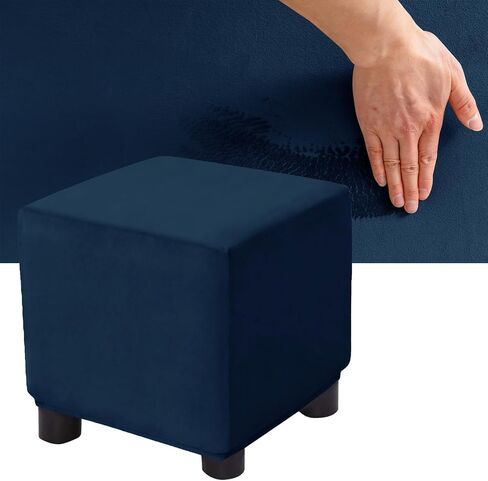 Velvet Plush Ottoman Cover Square/Rectangle, Stretch Footstool Slipcover Folding Storage Footrest Covers with 2 Anti-Slip Straps (Purple,1pc Rectangle S) in Saudi Arabia