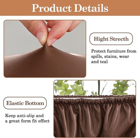 Klmnop 4 Pack Bar Stool Covers Round, Waterproof PU Seat Covers with Elastic Bands, Washable Stool Cushion Slipcovers for 13-17 Inch Chair(Brown) in Kuwait