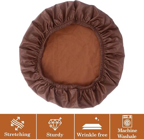 Klmnop 4 Pack Bar Stool Covers Round, Waterproof PU Seat Covers with Elastic Bands, Washable Stool Cushion Slipcovers for 13-17 Inch Chair(Brown) in Kuwait