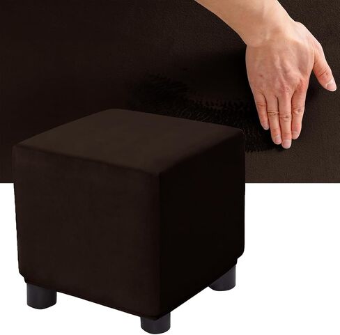 Velvet Plush Ottoman Cover Square/Rectangle, Stretch Footstool Slipcover Folding Storage Footrest Covers with 2 Anti-Slip Straps (Purple,1pc Rectangle S) in Saudi Arabia