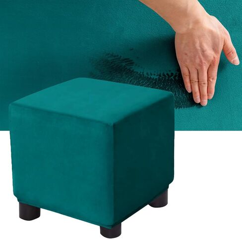 Velvet Plush Ottoman Cover Square/Rectangle, Stretch Footstool Slipcover Folding Storage Footrest Covers with 2 Anti-Slip Straps (Purple,1pc Rectangle S) in Saudi Arabia