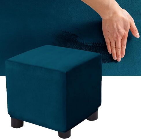 Velvet Plush Ottoman Cover Square/Rectangle, Stretch Footstool Slipcover Folding Storage Footrest Covers with 2 Anti-Slip Straps (Purple,1pc Rectangle S) in Saudi Arabia