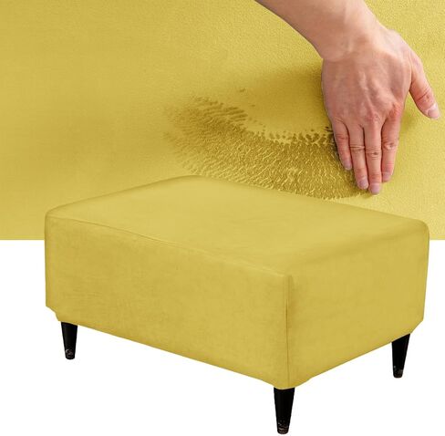Velvet Plush Ottoman Cover Square/Rectangle, Stretch Footstool Slipcover Folding Storage Footrest Covers with 2 Anti-Slip Straps (Purple,1pc Rectangle S) in Saudi Arabia