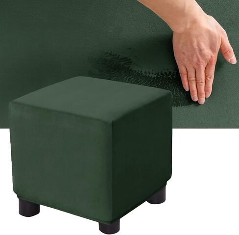 Velvet Plush Ottoman Cover Square/Rectangle, Stretch Footstool Slipcover Folding Storage Footrest Covers with 2 Anti-Slip Straps (Purple,1pc Rectangle S) in Saudi Arabia