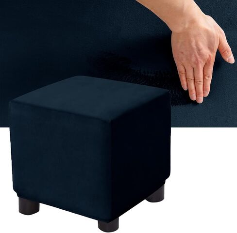 Velvet Plush Ottoman Cover Square/Rectangle, Stretch Footstool Slipcover Folding Storage Footrest Covers with 2 Anti-Slip Straps (Purple,1pc Rectangle S) in Saudi Arabia