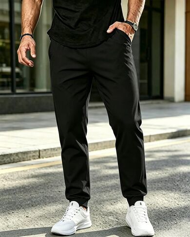 Men's Sweatpants with Zipper Pockets, Athletic Traning Track Pants Lightweight Quick Dry Gym Running Workout Joggers in Kuwait